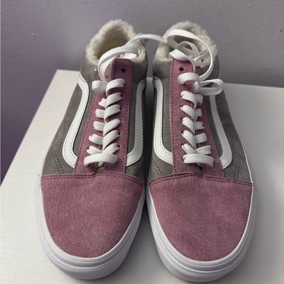 Unworn Vans Old Skool Suede Sherpa Pink Grey - Picture 5 of 16
